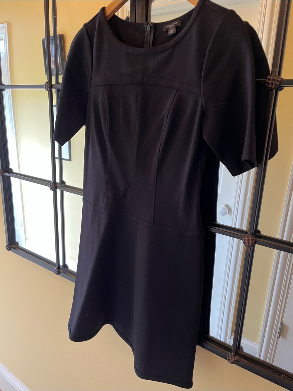 Ann Taylor Navy Short-Sleeve Mini Sheath Dress